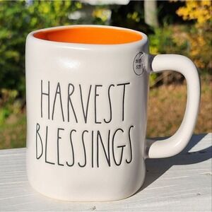 Rae Dunn Harvest Blessings Fall Pumpkin‎ Ceramic Coffee Mug Double Sided 16oz
